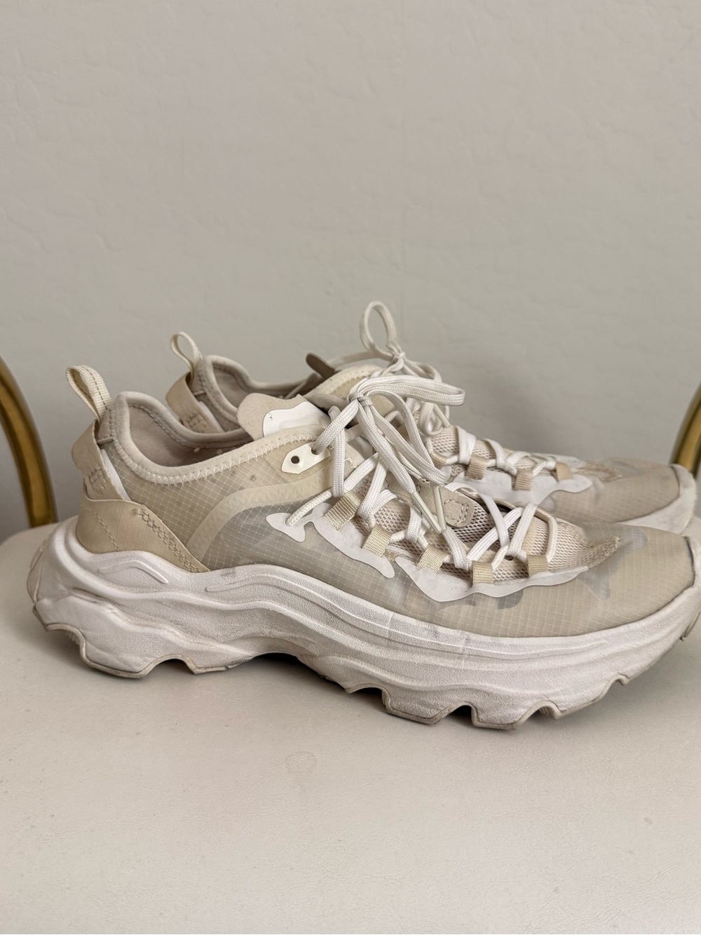 Sorel Cream and White Chunky Lace-Up Women's Sneakers